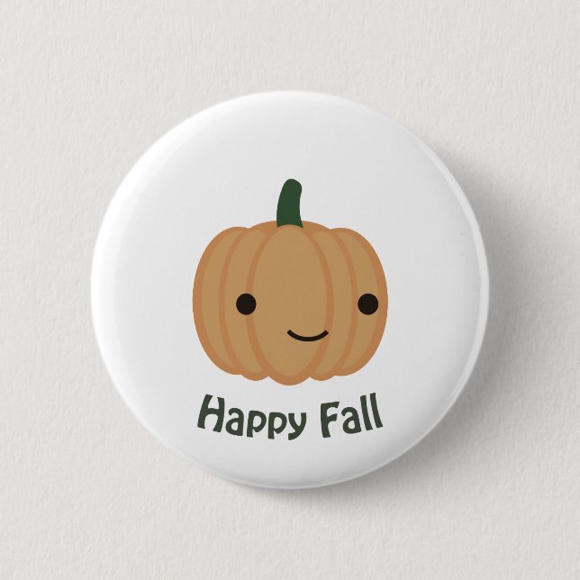 Happy Fall - Cute Pumpkin 2 Inch Round Button (Front)
