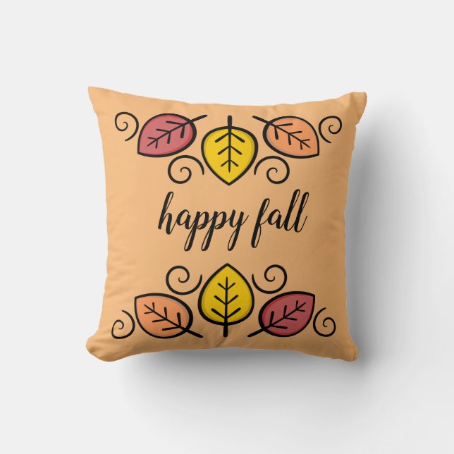 Happy Fall Decorative Autumn Throw Pillow (Front)