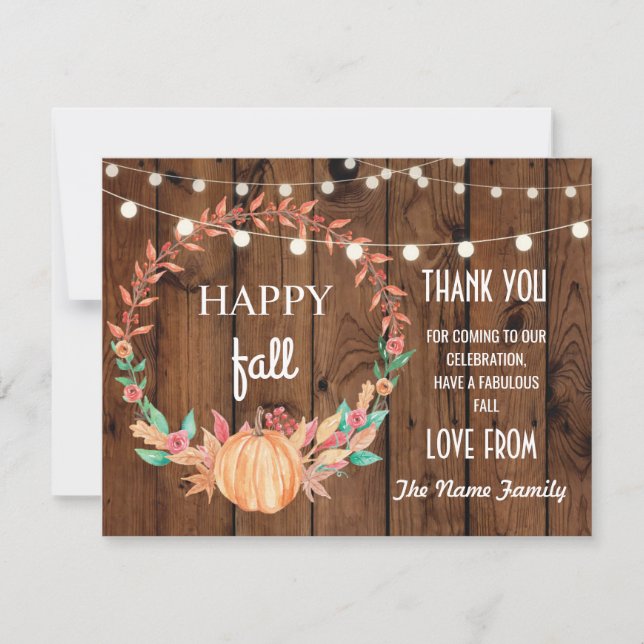 Happy Fall Harvest Festival Carte de remerciements (Devant)