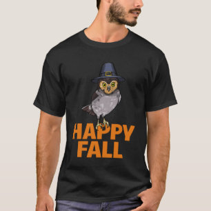 Happy fall Owls Head Pumpkin Women Big Owl  Birds  T-Shirt
