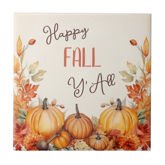 Happy Fall Pumpkin Harvest Tile (Front)