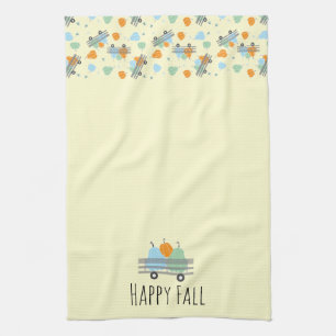 Happy Fall Pumpkin In Wagon Pattern Kitchen Towel