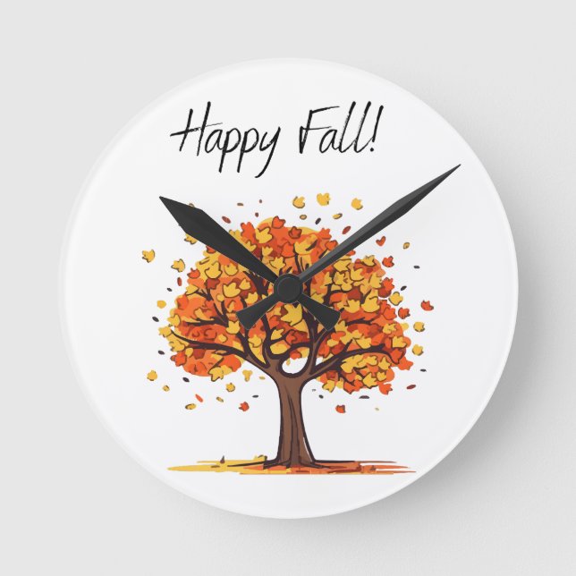 Happy Fall! Round Clock (Front)