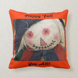 Happy Fall Scarecrow Throw Pillow