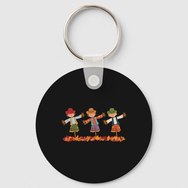 Happy Fall Scarecrows Colourful Autumn Leaves Acor Keychain (Front)