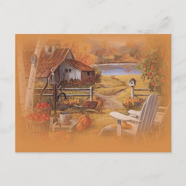 Happy Fall scene postcard (Front)