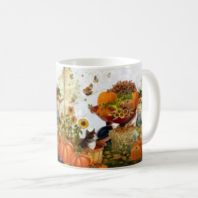 Happy Fall Season Amoureux de les chats Coffee Mug (Devant droit)