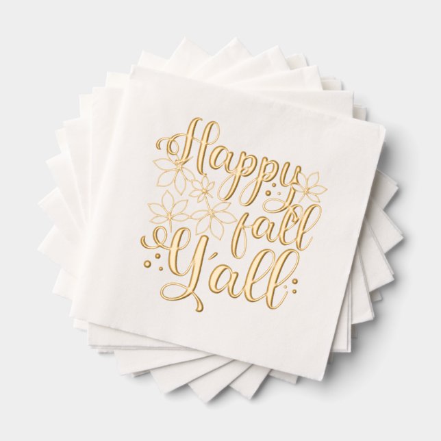 Happy Fall to Y'all Foil Napkins (Insitu (Stacked))