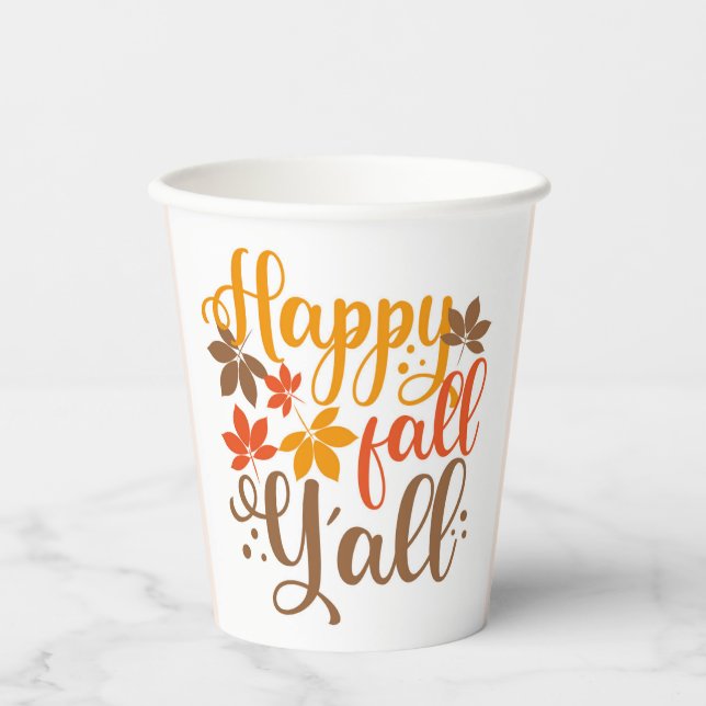 Happy Fall to Y'all Paper Cups (Front)