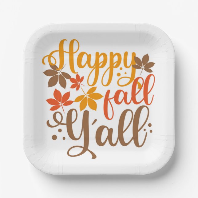 Happy Fall to Y'all Paper Plate (Front)