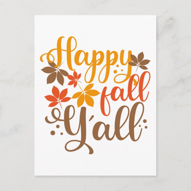 Happy Fall to Y'all Postcard (Front)