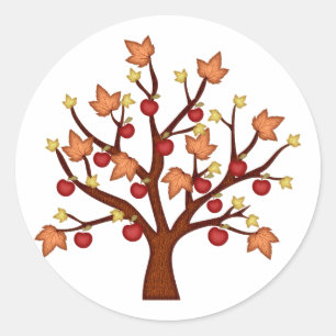 Happy fall tree classic round sticker