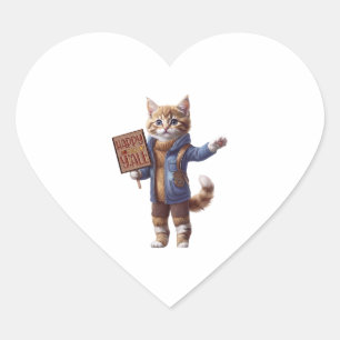 Happy Fall Y’all Autumn Kitten Heart Label