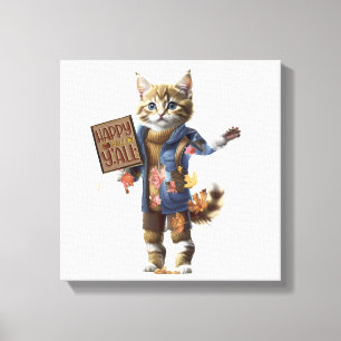 Happy Fall Y’all – Autumn Kitten Portrait Canvas Print