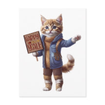 Happy Fall Y’all Autumn Kitten Postcard