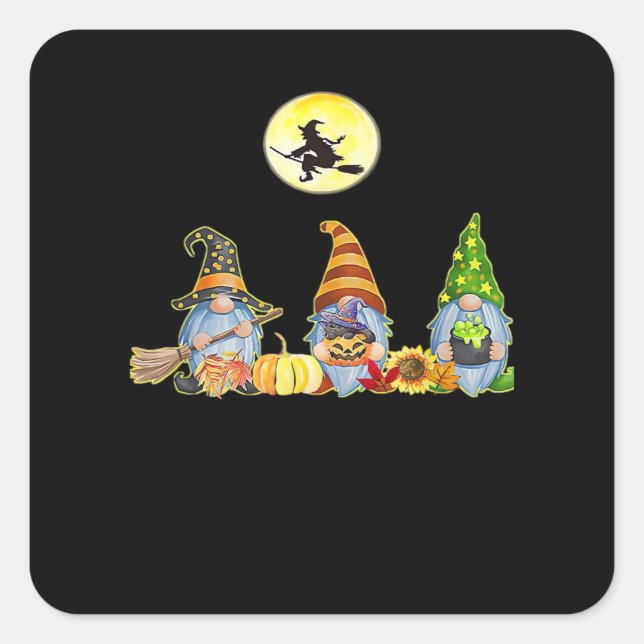 Happy Fall Y’all Cute Halloween Gnomes It’s Fall Y Square Sticker (Front)