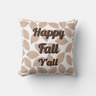 Happy Fall Y’all - Decorative Autumn Leaves Throw Pillow