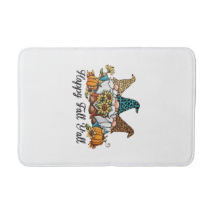 Happy Fall Y all Gnome Leopard Pumpkin Shirt Bath Mat