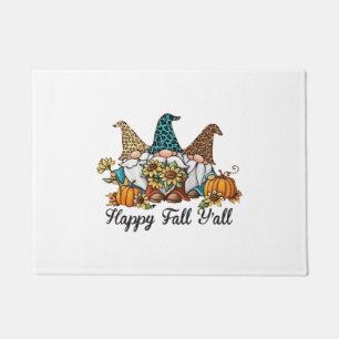 Happy Fall Y all Gnome Leopard Pumpkin Shirt Doormat
