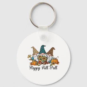 Happy Fall Y all Gnome Leopard Pumpkin Shirt Keychain