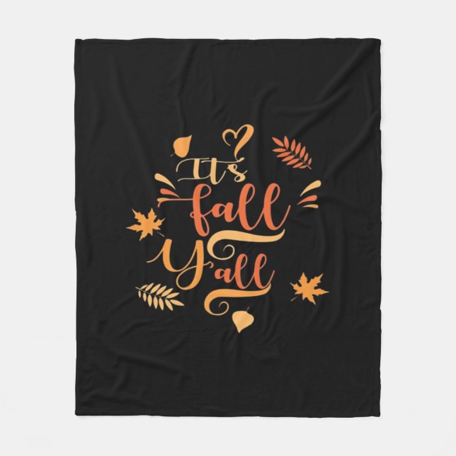 Happy Fall Y’all It’s Fall Y’all Retro Classic Fleece Blanket (Front)