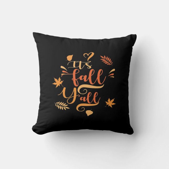 Happy Fall Y’all It’s Fall Y’all Retro Classic Throw Pillow (Front)