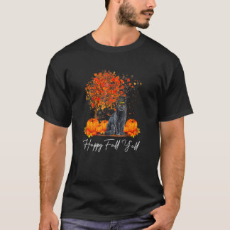 Happy Fall Y All Pumpkin Cat Hanksgiving Rescue Pe T-Shirt