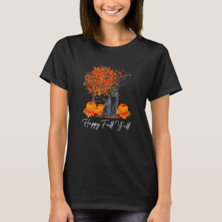 Happy Fall Y All Pumpkin Cat Hanksgiving Rescue Pe T-Shirt