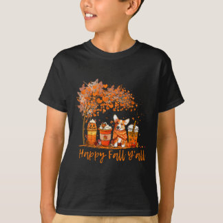 Happy Fall Y'all Autumn Corgi Halloween Pumpkin Sp T-Shirt
