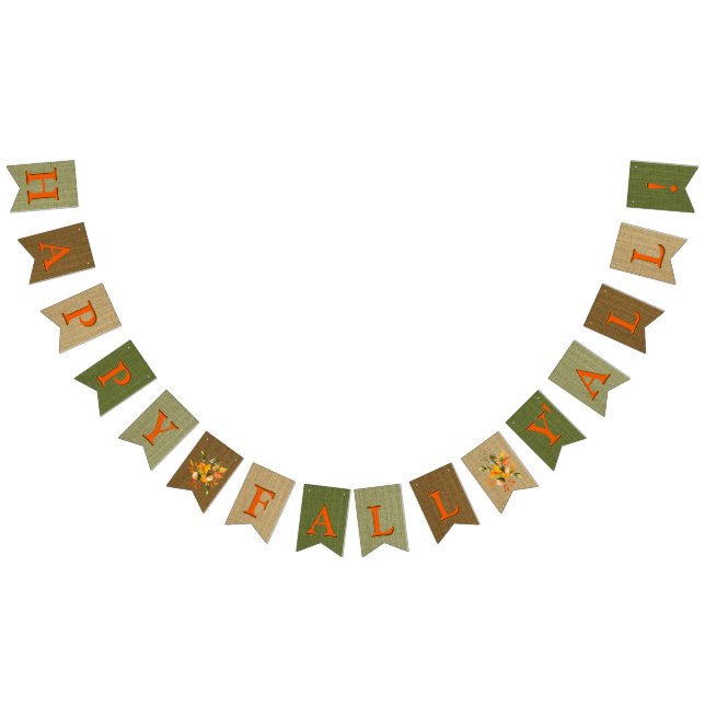 Happy Fall Y'All Burlap Bunting Flags (All)