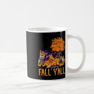 Happy Fall Y'all Cats Lover Autumn Pumpkin Maple H Coffee Mug