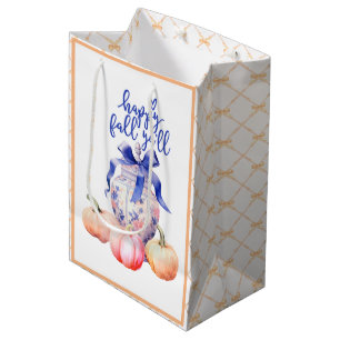 Happy Fall Y'all   Chinoiserie Ginger Jar Pumpkins Medium Gift Bag