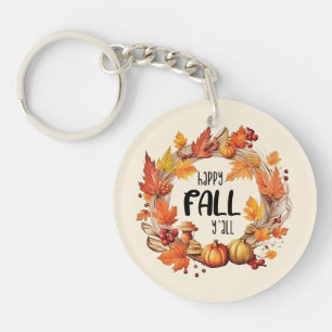 Happy Fall Y'all - Citrouille & Autumn Leaves Wrea