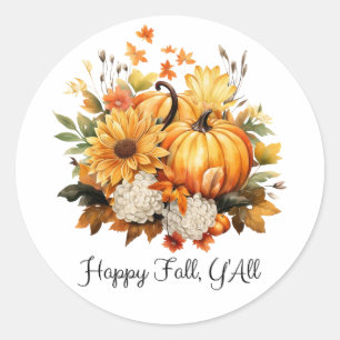 Happy Fall Y'all Classic Round Sticker