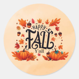 Happy Fall Y'all classic  Round Sticker