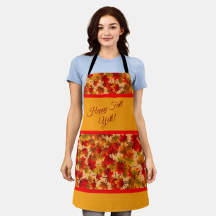 Happy Fall Y'All - Colourful Maple Leaves Foliage Apron