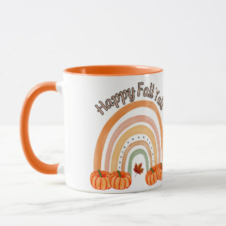 Happy Fall Y'all: Cozy Autumn Pumpkin and Leaves Mug