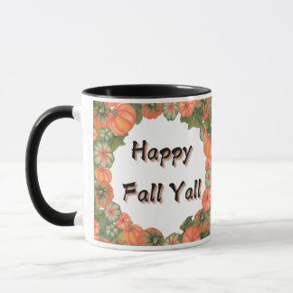Happy Fall Y'all: Cozy Autumn Pumpkin and Leaves Mug