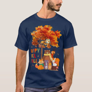 Happy Fall Yall Cute Animals Bear Foes Autumn Mapl T-Shirt