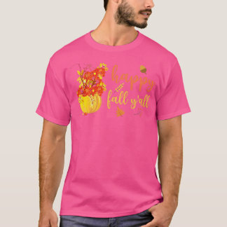 Happy Fall Y'all Cute Pumpkin Leaves Autumn Fall S T-Shirt