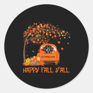 Happy Fall Y'all Dachshund Lover Truck Pumpkin Tha Classic Round Sticker