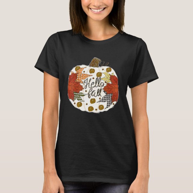 Happy Fall Y'all Fall Maple Leaf Pumpkin Autumn Th T-Shirt (Front)
