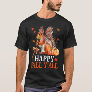 Happy Fall Y'all Fall Squirrel Door Hanger Templat T-Shirt