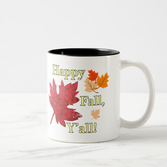 Happy Fall Y'all Feuilles Mug (Droit)