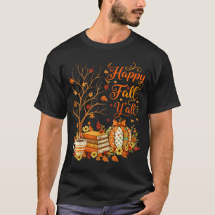 Happy Fall Y'all Floral Pumpkin Autumn Coffee  T-Shirt