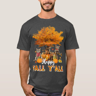 Happy Fall Yall Funny Cats Autumn Lover Pumpkins H T-Shirt