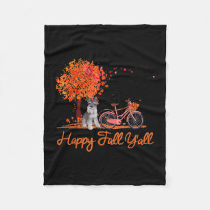 Happy Fall Yall Funny Schnauzer Dog Autumn Bicycle Fleece Blanket