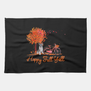 Happy Fall Yall Funny Schnauzer Dog Autumn Bicycle Kitchen Towel