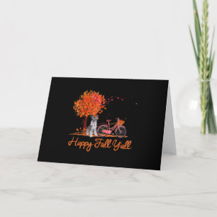 Happy Fall Yall Funny Schnauzer Dog Autumn Bicycle Thank You Card