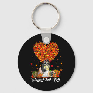 Happy Fall Y'all Funny Shih Tzu Autumn Pumpkins  Keychain